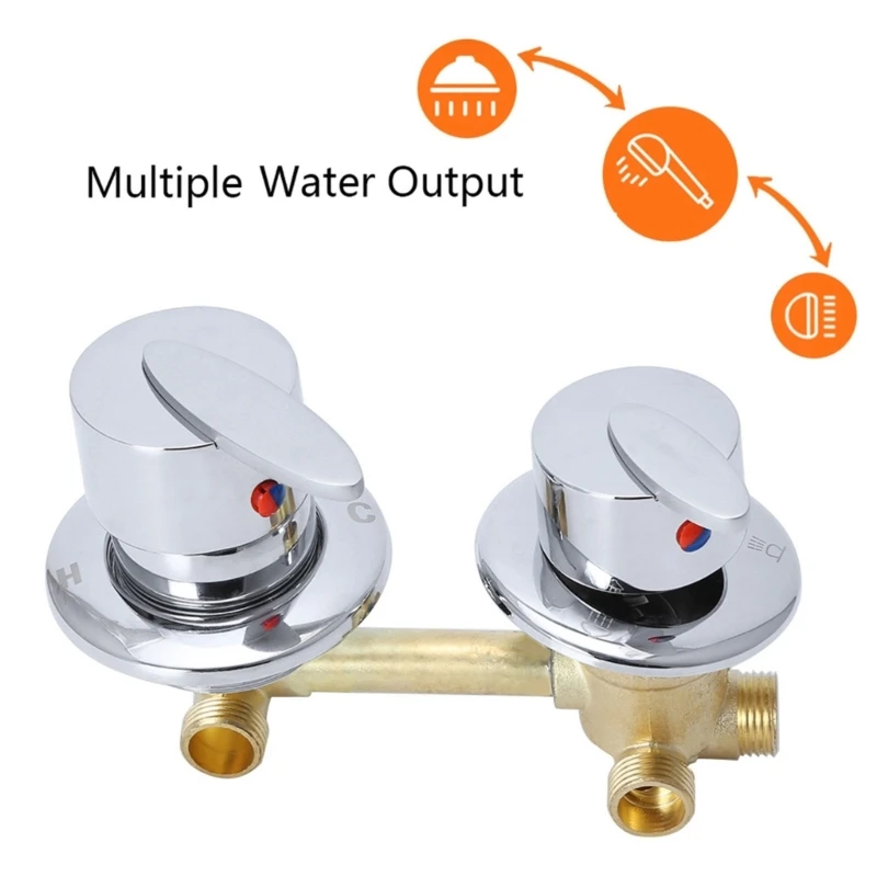 

4 Ways Outlet Brass Mixing Diverter Universal Shower Faucets Tap Temperature Mixer Control Screw Bathroom KXRE