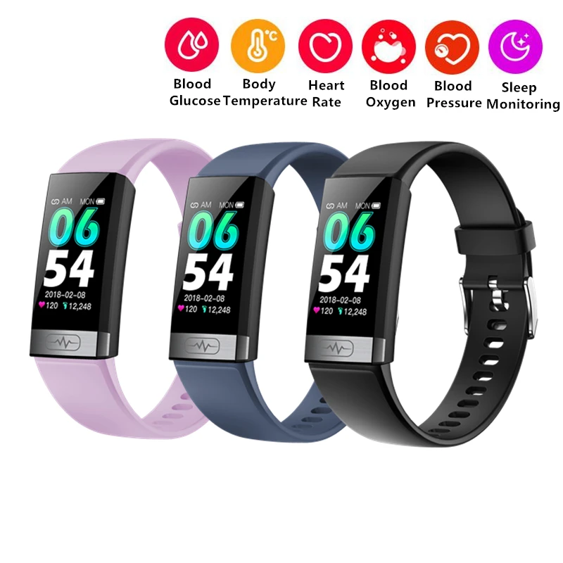 

New Sports Bracelet for Men Women Non-invasive Blood Glucose HR&amp BP SPO2 Temperature Smartwatch Clock for Android iOS TK31