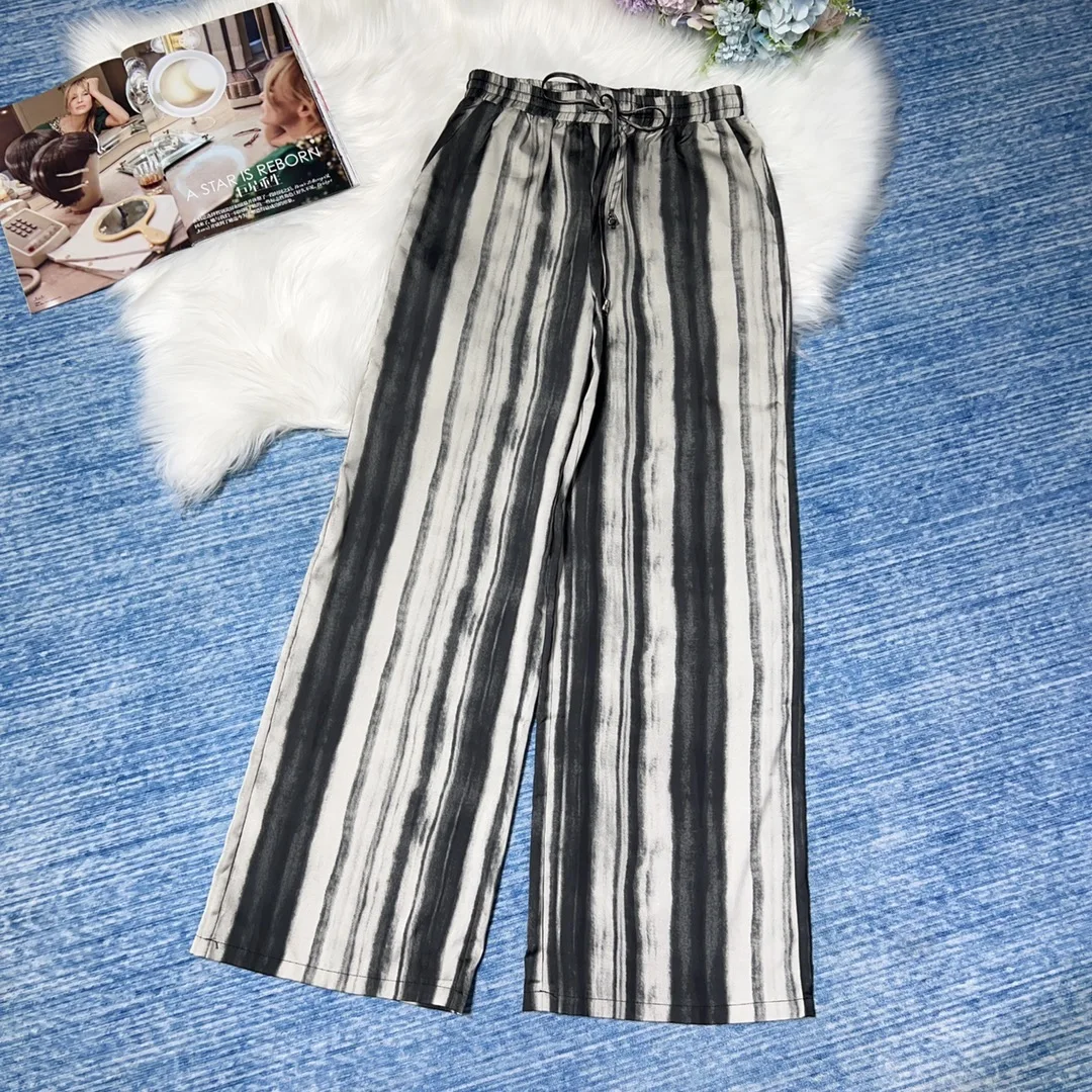 

Новинка Лето-Осень 2023, женская одежда, драпированные высококачественные широкие брюки, брюки с широкими штанинами и шваброй, 0814