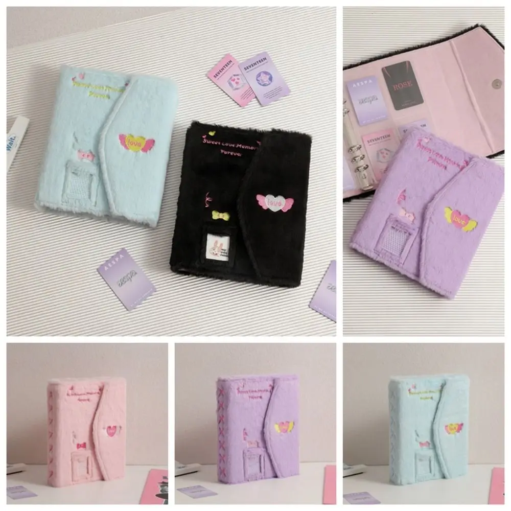 

Book Jacket A5 Kpop Idol Photocard Binder 3 Inch Photo 6-hole Idol Photo Album Plush Fluffy Photo Card Holder