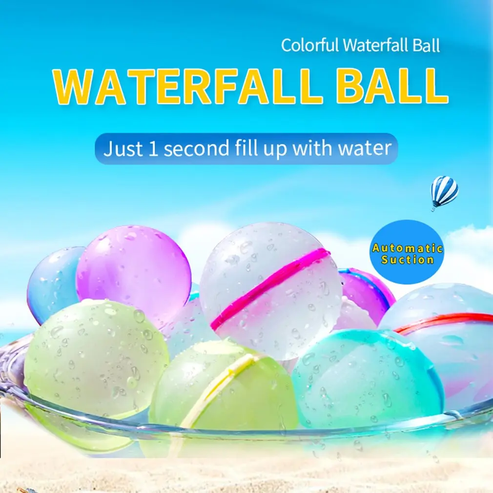 6pcs Reusable Bomb Water Balloons Quick Filling Self Sealing Waterfall Ball Summer Outdoor Pool Toy for Kids & Adults Water Game