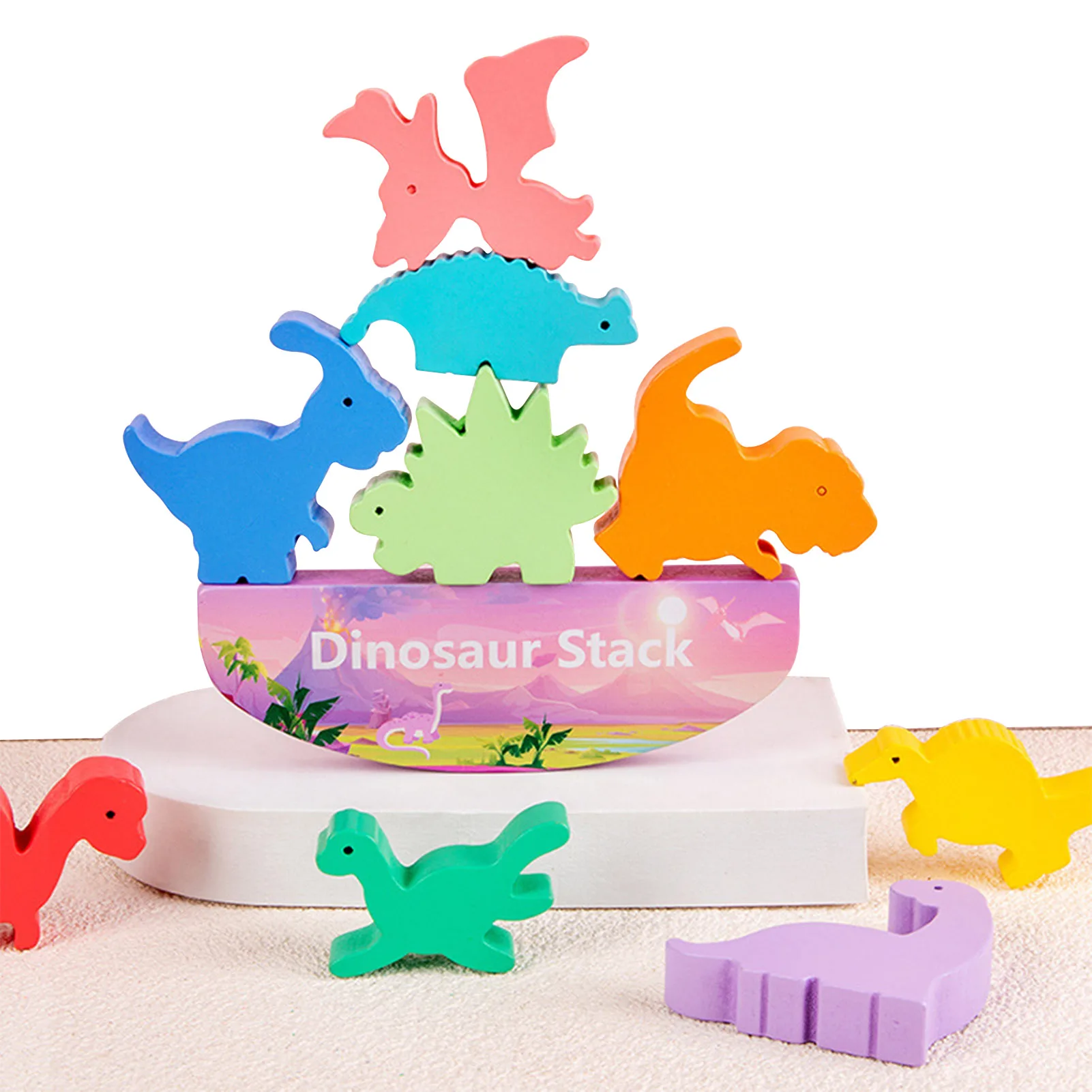 

Wooden Stacking Dinosaur Toys Montessori Building Blocks STEM Stacking Toys Wooden Dinosaur Toys Blocks Toddler Toys For 3-6