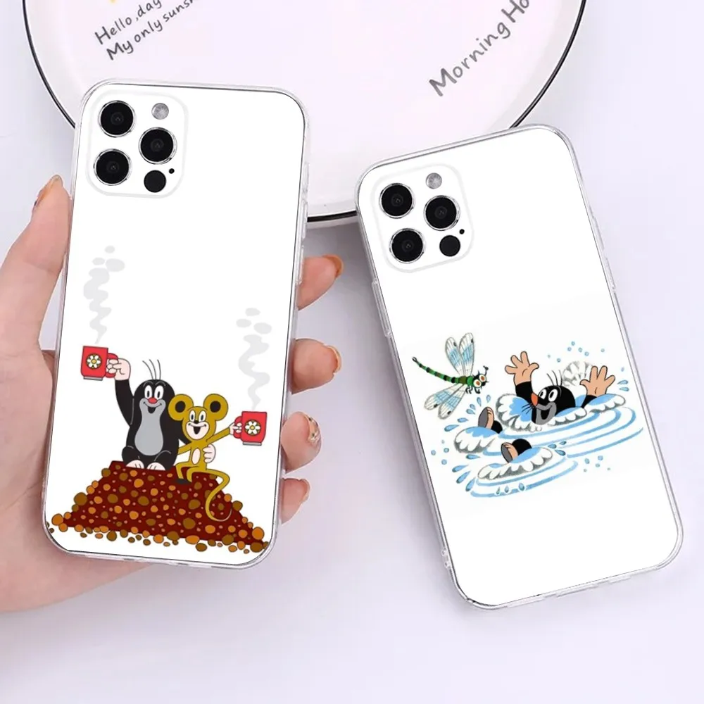 Чехол для телефона с рисунком Little Mole iPhone 15 14 13 12 11 Plus Pro Max XR XS X 7 8 SE мини-прозрачный