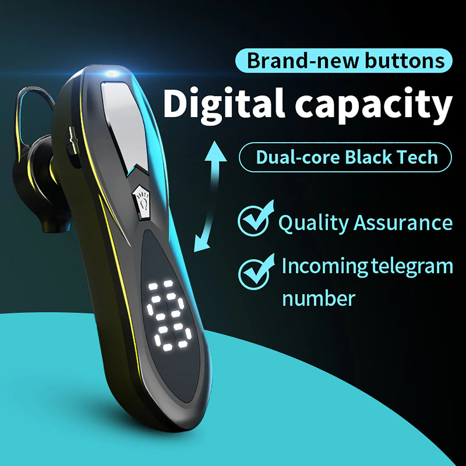 

Wireless Bluetooth Headset V5.1 Digital Capacity with Mic Handsfree Wireless Bluetooth Earphone Headphone Ear Hook For Phone PC