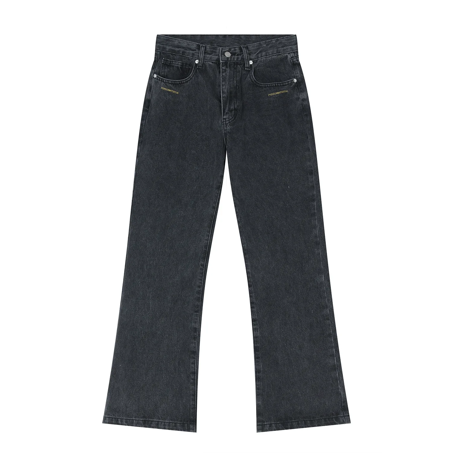 Spring and Autumn Trousers Loose Solid Color Wash Water Waist Micro Flared Jeans Men's Popular Streetwear Ins Hot Sale Softener