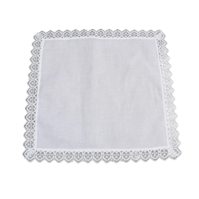 

Portable Tie-dye Lace Trim Cotton Handkerchief for Woman Man Gentleman White Cotton Handkerchief Lace Trim Drop Shipping