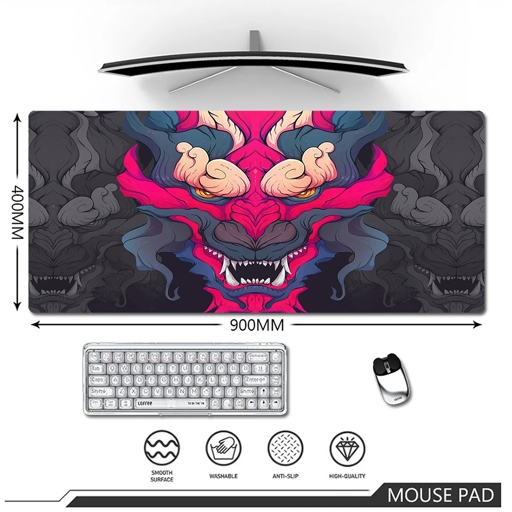 

Japanese Dragon Style Mouse Pad Gaming Mouse Mat Large Mousepad Rubber Deskmat Company Desk Pad Big Mousepads 900x400mm XL Mat