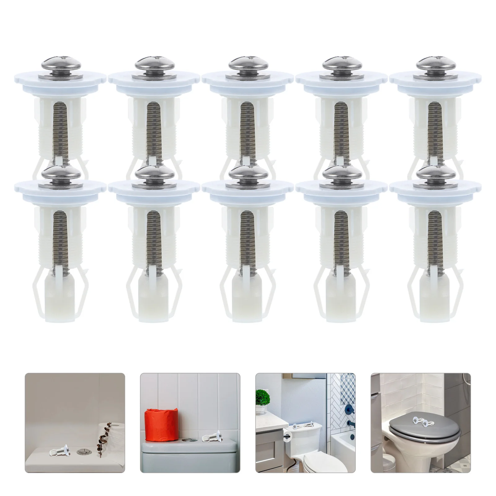 

10pcs Toilet Bolts Replacement Toilet Lid Screws with Gaskets for Toilet Repair