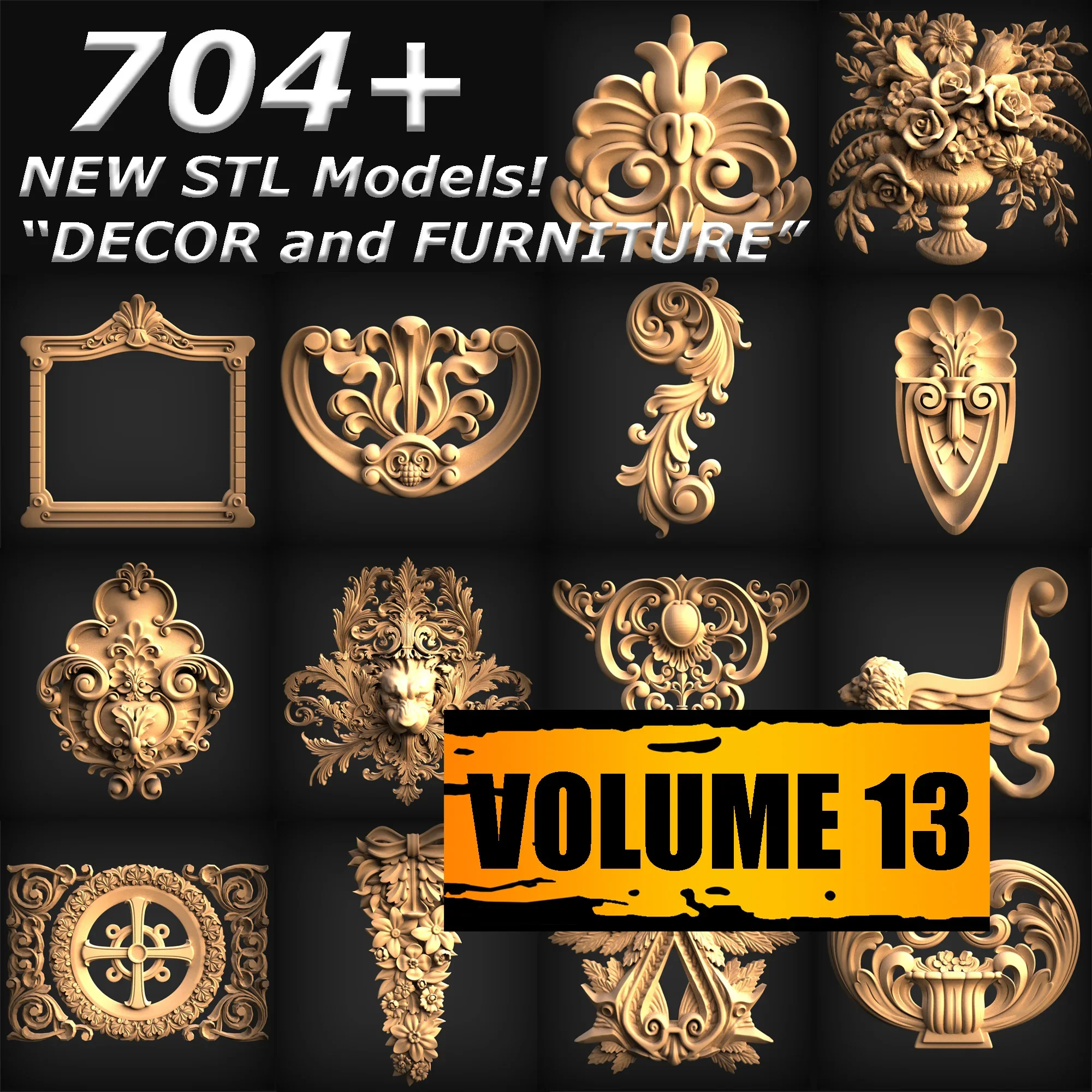 

Коллекция 3D-моделей STL для ЧПУ: мебель и декор (704 шт.)