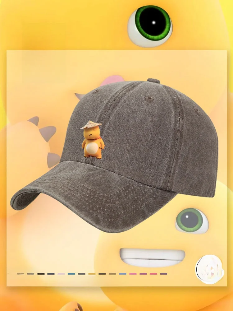 Milk Dragon Seven Cartoon Baseball Cap Boys and Girls Cute Sun-Proof Cricket-cap Hat Tide Washed Retro Distressed