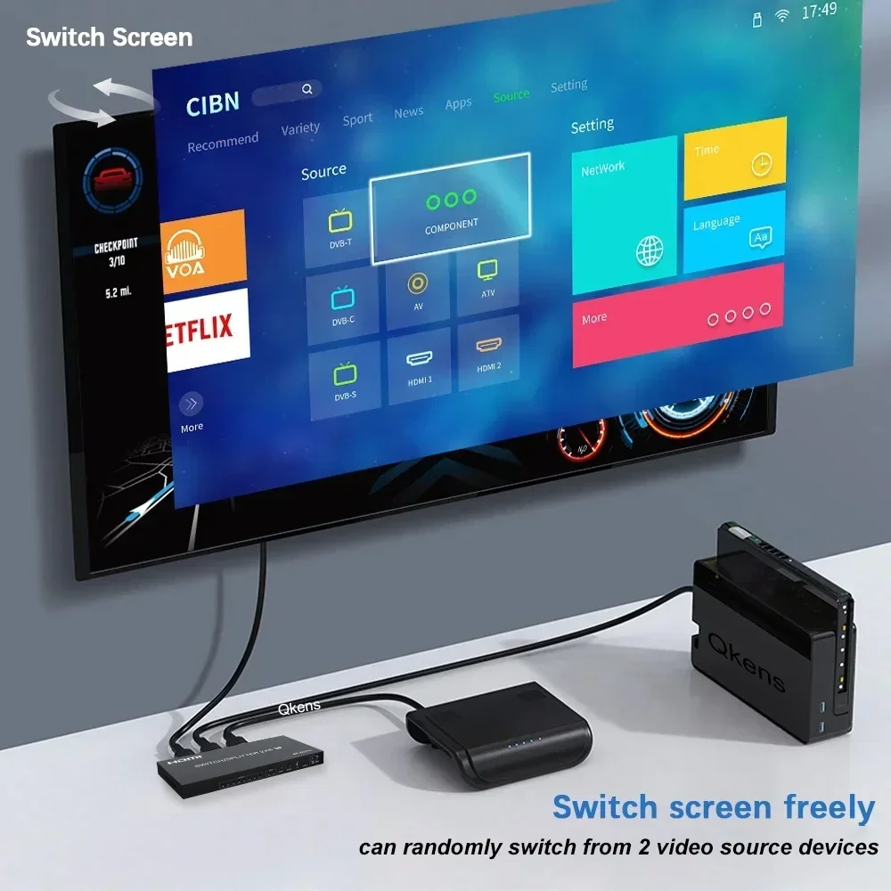 Фото HDMI-коммутатор-сплиттер 4K 30 Гц 2x8, 4K 60 Гц 3D, 2 входа 8 выходов, видеоразветвитель-конвертер, 8-канальный для совместного использования ТВ, мониторов, проекторов, дисплеев №5