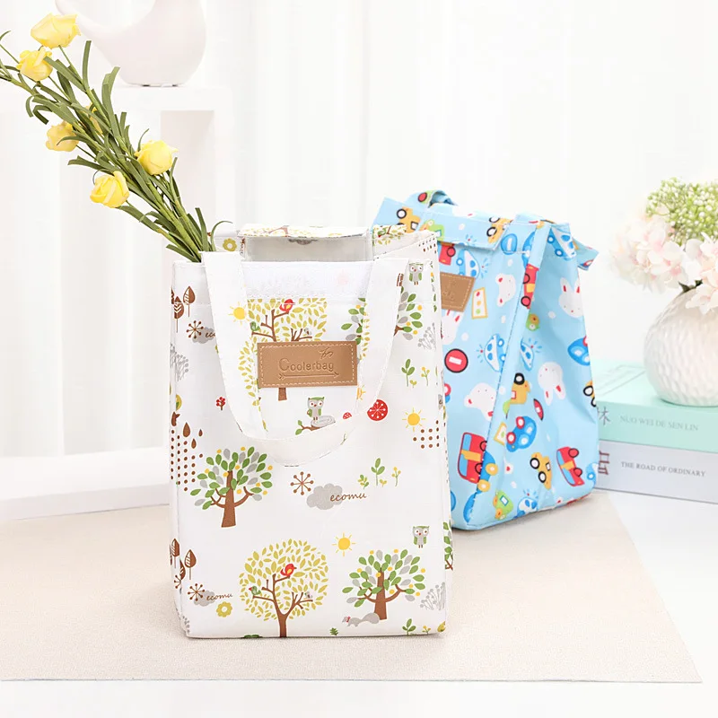 Сумки для ланча женщин милый холщовый портативный термобокс пикника