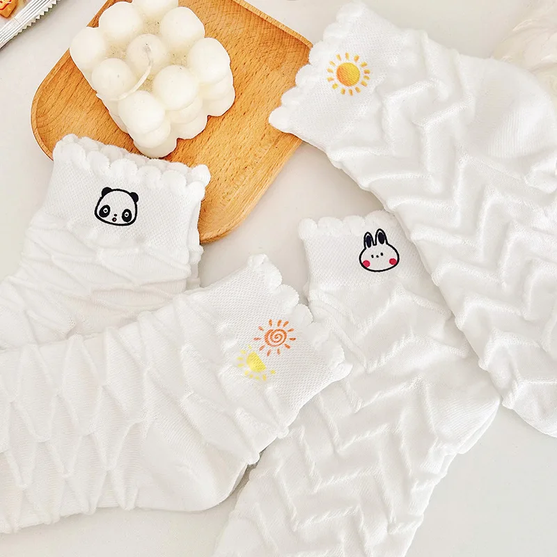 5 Pairs of Kawaii Short Lace Socks - Japanese Spring and Summer Thin Openwork Cotton Cute Socks