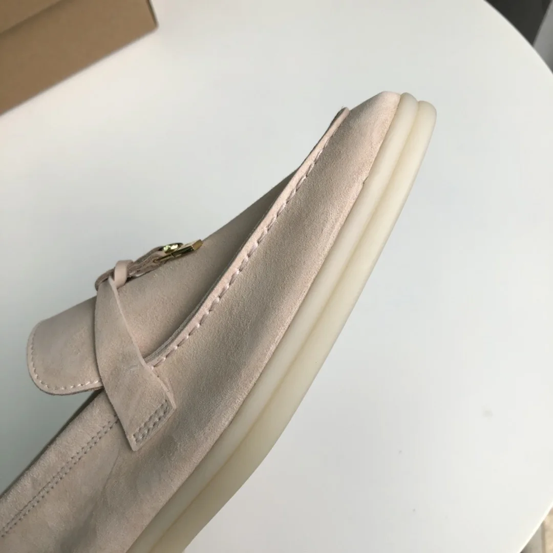 Туфли женские из натуральной замши на плоской подошве без застежки - купить по