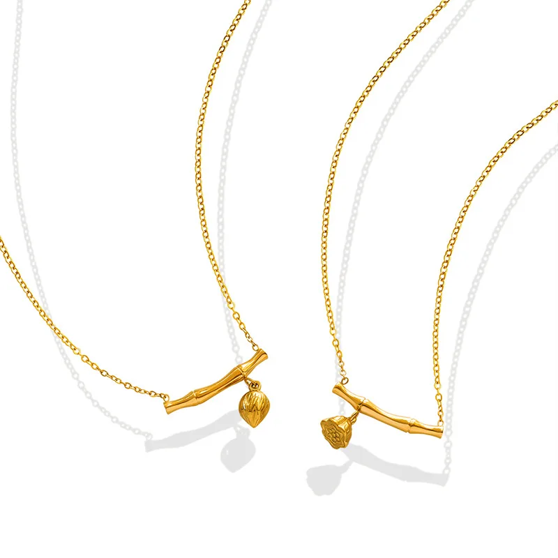 

Jewelry Fashion Ladies Lotus Bud Lotus Pendant Ladies Stainless Steel Fashion Necklace Exquisite Girls Necklace Wholesale