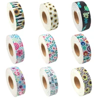 5yardslot 2 5cm wide flower printed faux synthetic leather ribbon stripe for bows key chain making diy handmade material