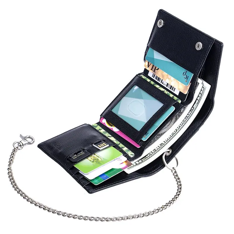 

Multiple Pop up Multi-functionTrifold Wallet -Slits Black/Brown Small Size Wallet Outer Pocket RFID Blocking with one Removable