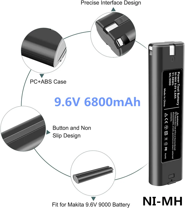 

9.6 V 6.8 Ah NiMH Battery Replacement For 9000 9002 9033, 6095D 6096D 6093D 6012HD DA391D 5090D 4390D 8402VD ML902