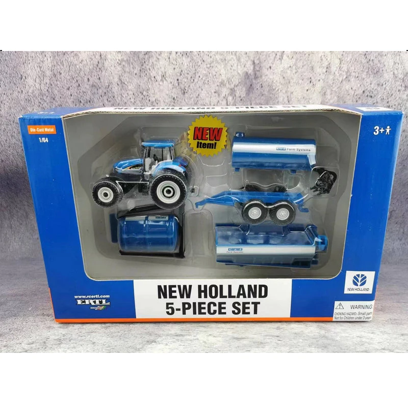 

Diecast 1/64 Scale ERTL NEW HOLLAND Agricultural Machinery Tractor Model Set Collection Souvenir Display