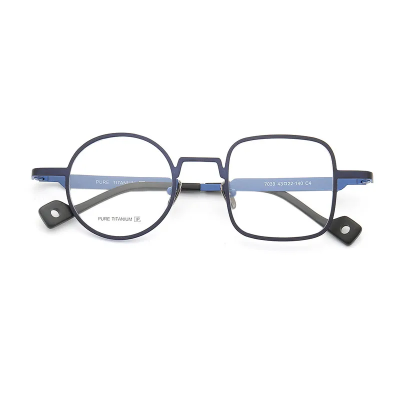 

2023 Vintage Suqare Round Italy Style Reading Glasses For Men Pure Titanium Altralight Eyeglass Frames Worn-out Optical Eyewear