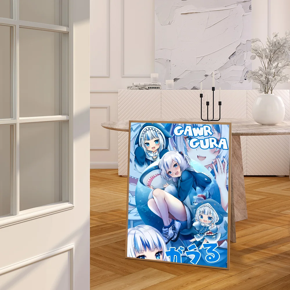 Gawr Gura Kawaii классические постеры с фильмами водостойкая бумажная наклейка кофейня
