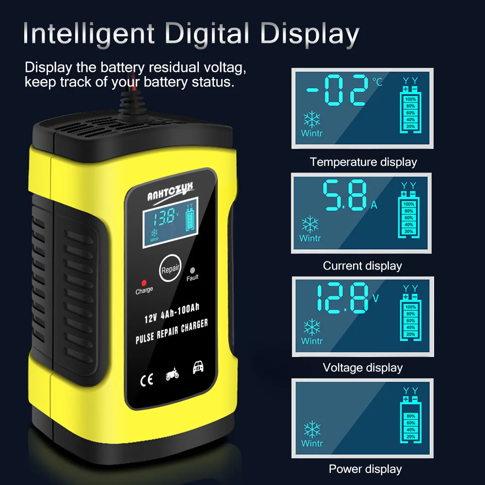 Автомобильное зарядное устройство 12 В умный импульсный ремонтный аккумулятор с