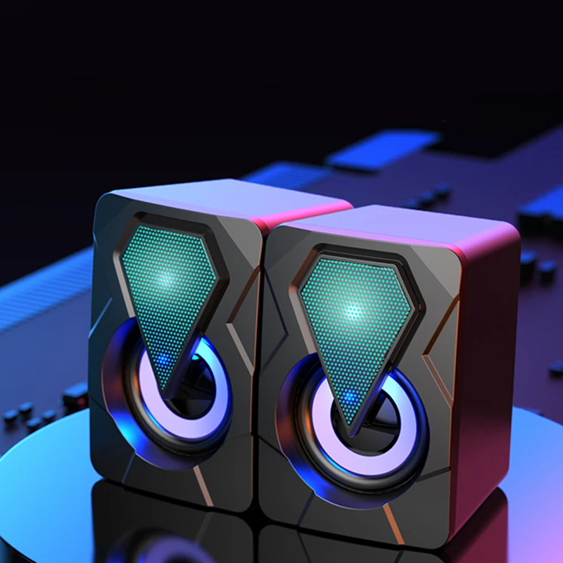 

Computer Speakers for Laptop PC Subwoofer 4D Surround Sound Desktop Speaker Colorful LED Light Column Soundbar Theater Box Music