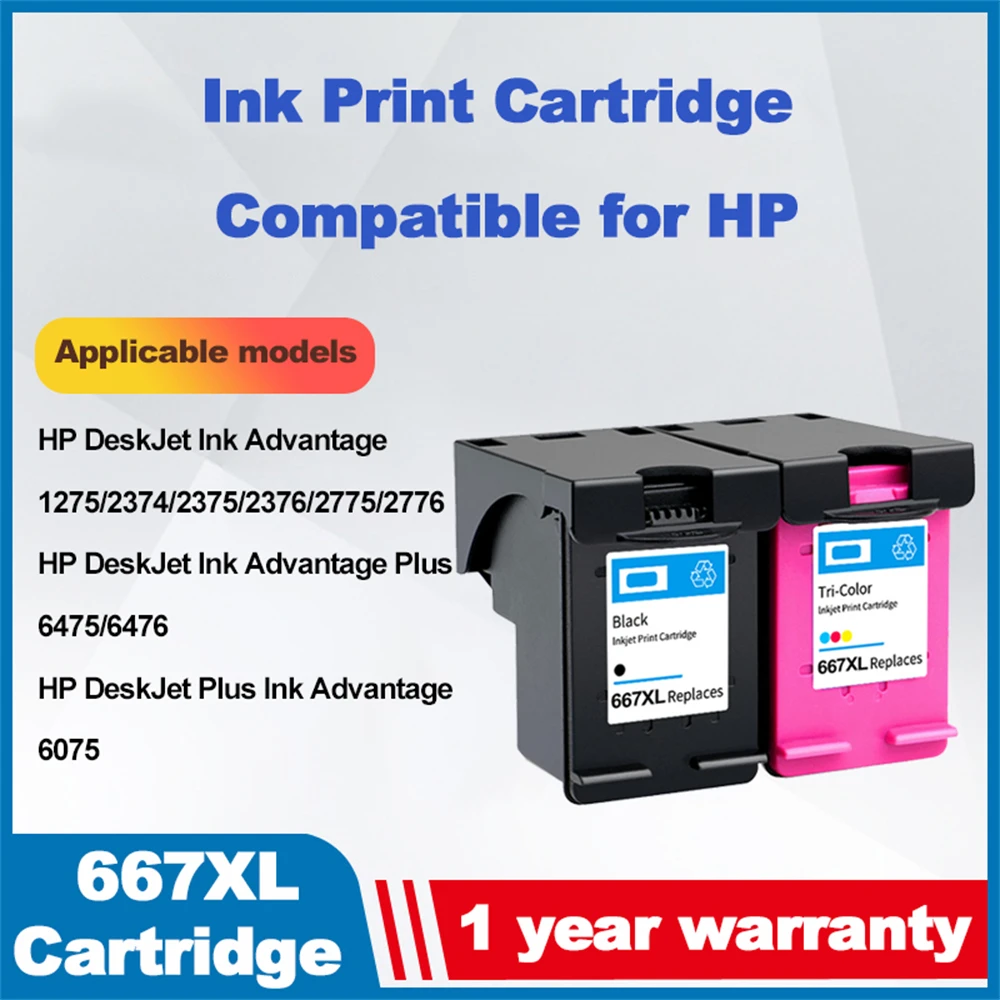 

667XL Cartridge Printhead For HP DeskJet Ink Advantage 1275/2374/2375/2376/2775/2776 HP DeskJet Ink Advantage Plus 6475/6476