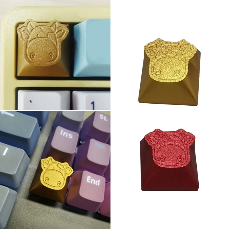 

1PC Aluminium Alloy Keycap DIY Mechanical Keyboard Durable Cherry Profile R4 Customized Cattle Design Keycap