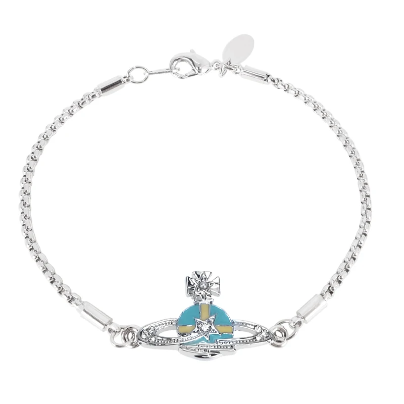 

Popular Vivienne West Queen Small Color Painted Meteor Saturn Bracelet For Fashion Women Jewelry Punk Style Ins Same Couple Gift