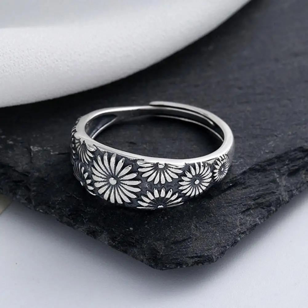 

Finger Ring Chrysanthemum Adjustable Jewelry Vintage Exquisite Ring for Wedding