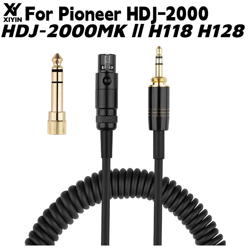 Фото Сменный пружинный кабель для наушников 6.35 мм на Mini XLR 3-контактный для Pioneer HDJ-2000 HDJ-2000MK Il H118 H128, запчасти для ремонта гарнитуры. №1