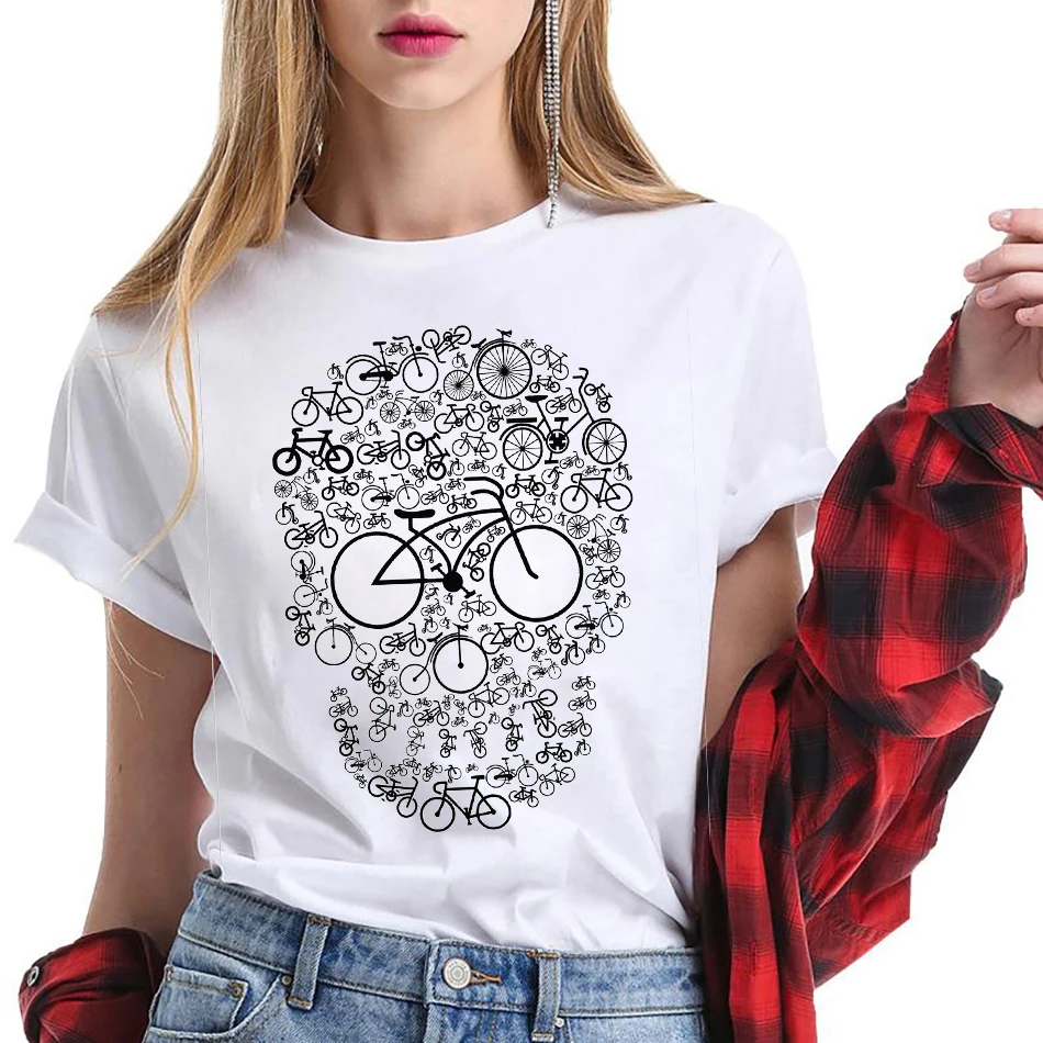 

Fashion Women Active Bicycle Ride T-Shirt Bicycle Sugar Skull Gift Cyclist Cycling MTB Print streetwear Geek Harajuku T Shirts