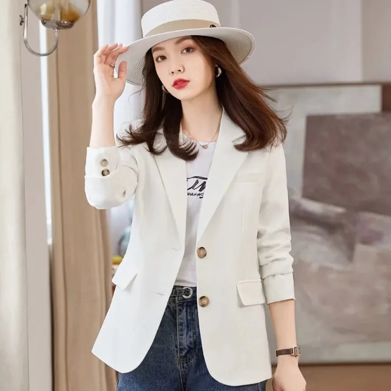 

2023 New khaki Suit Women Coat Spring Autumn Fashion Korean Long Sleeve Blazer Female Jacket Casual Office Ladies Overcoat Tops