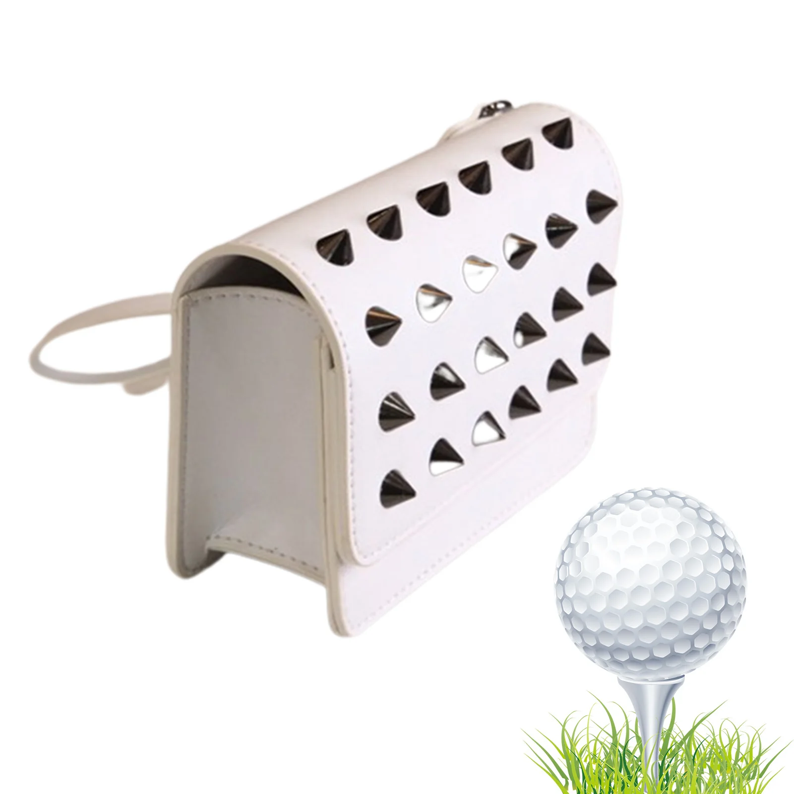 

Golf Bag Sports Supplies Storage Pouch Handbag Clutch Bag Fashion Rivet Trendy Bag For Golf Balls