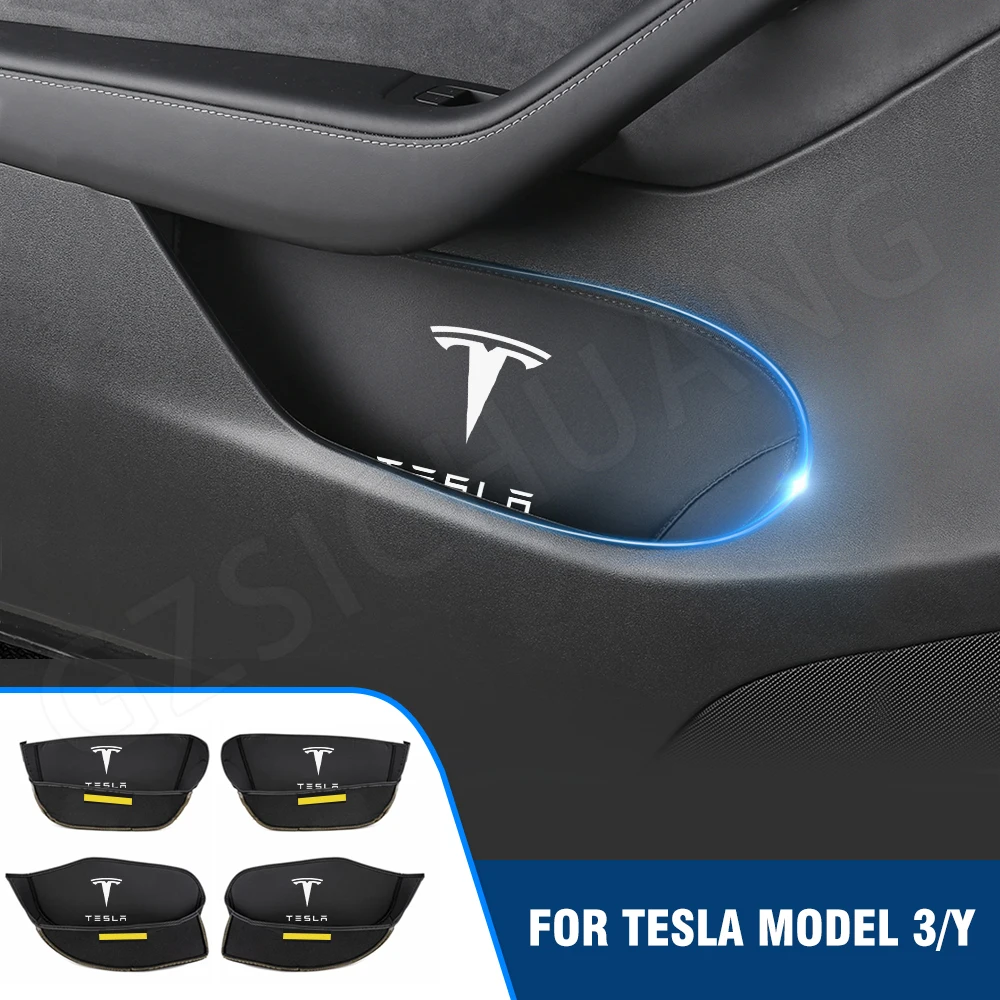 

For Tesla Model Y Model 3 Car Door Slot Storage Pad Door Organizer Box Cushion Interior Accessories Trim Decoration