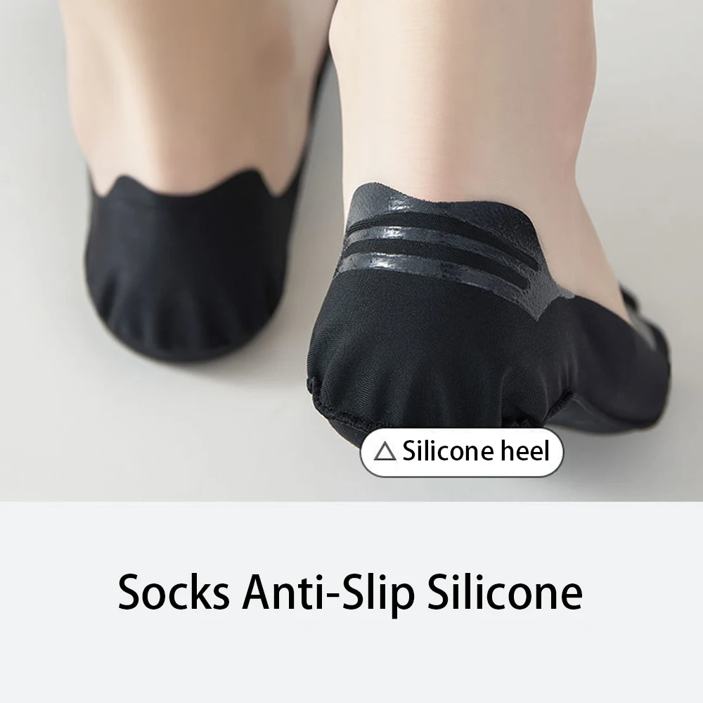 5Pairs Silicone Non-slip Invisible Socks Women Ice Silk Ankle Boat Socks Thin Solid Color Casual Breathable No Show Socks Gift