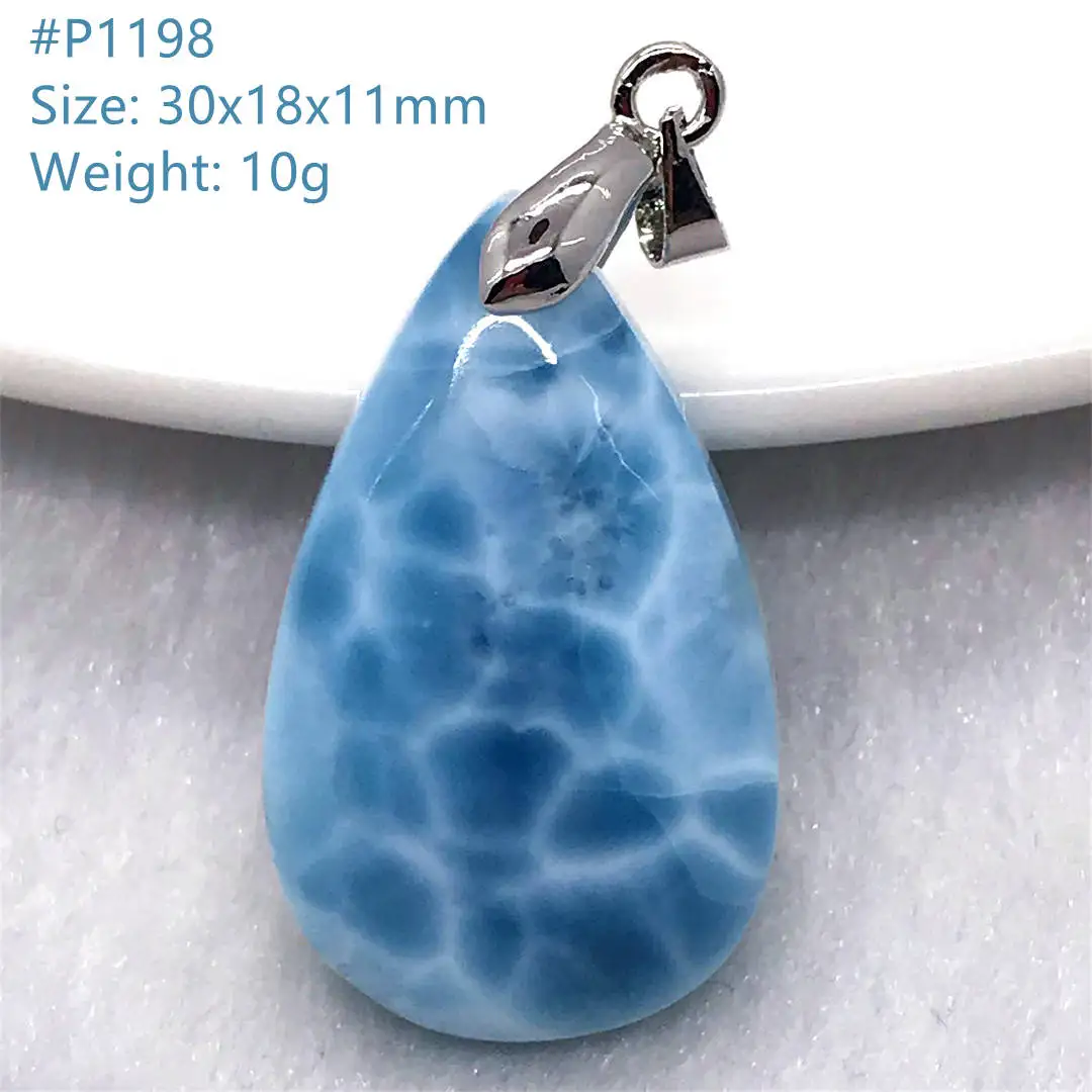 

Natural Blue Larimar Pendant Beads Jewelry For Women Lady Man Love Luck Gift Crystal Stone Silver Dominica Rare Gemstone AAAAA