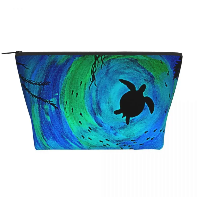 

Sea Turtle Glow In The Dark Trapezoidal Portable Makeup Bags Daily Storage Bag Cosmetic Case for Travel Toiletry Jewelry Bag