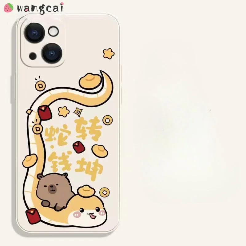 Для OPPO A74 A54 A73 F17 Pro A55 A96 A76 A36 A16 A53 A32 A9 A5 A8 Чехол для телефона Новогодняя капибара