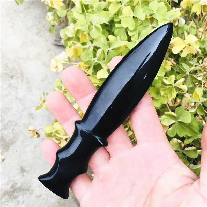 

Natural Obsidian Dagger Healing Crystal Protection Stone Handmade Knife Men Gifts Magic Talisman Sword Witch Supplies Decoration