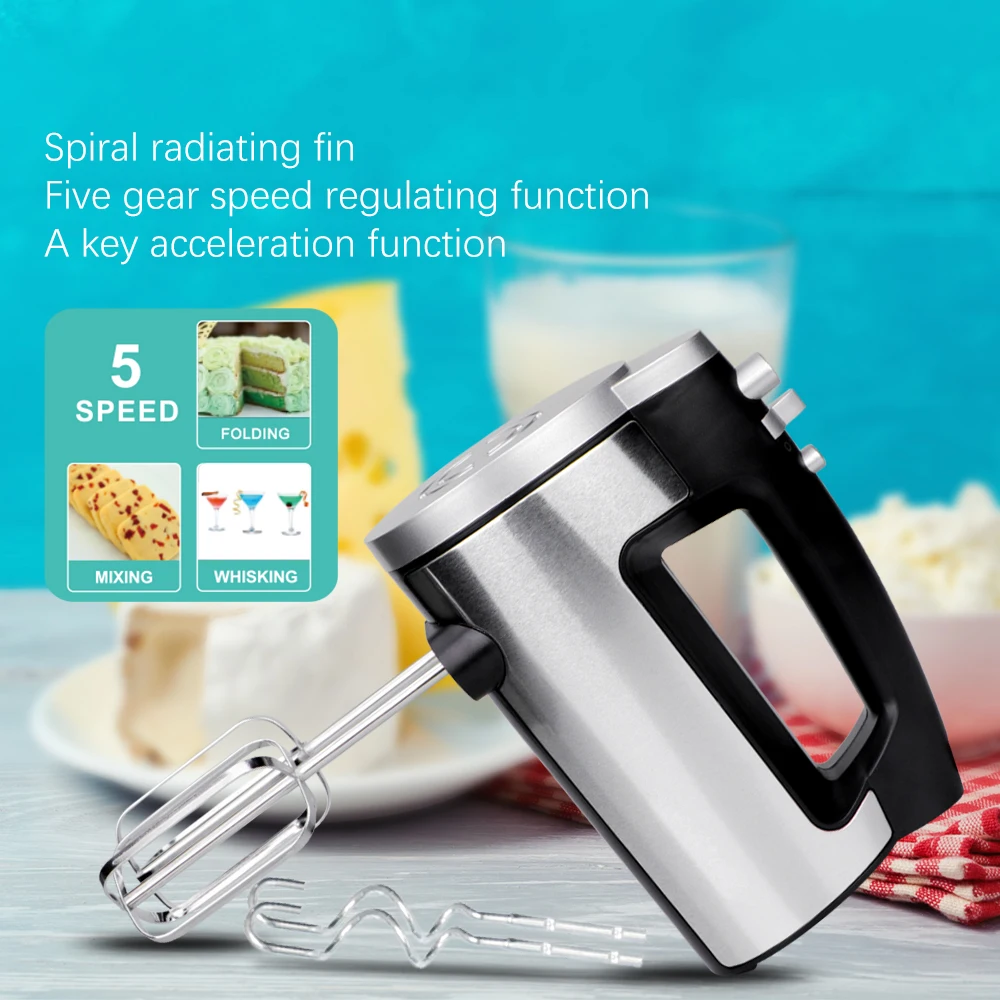 

5 Speed Electric Cake Mixer Handheld Egg Beater Food Blenders Automatic Cream Dough Stirrer For Household Kitchen Baking
