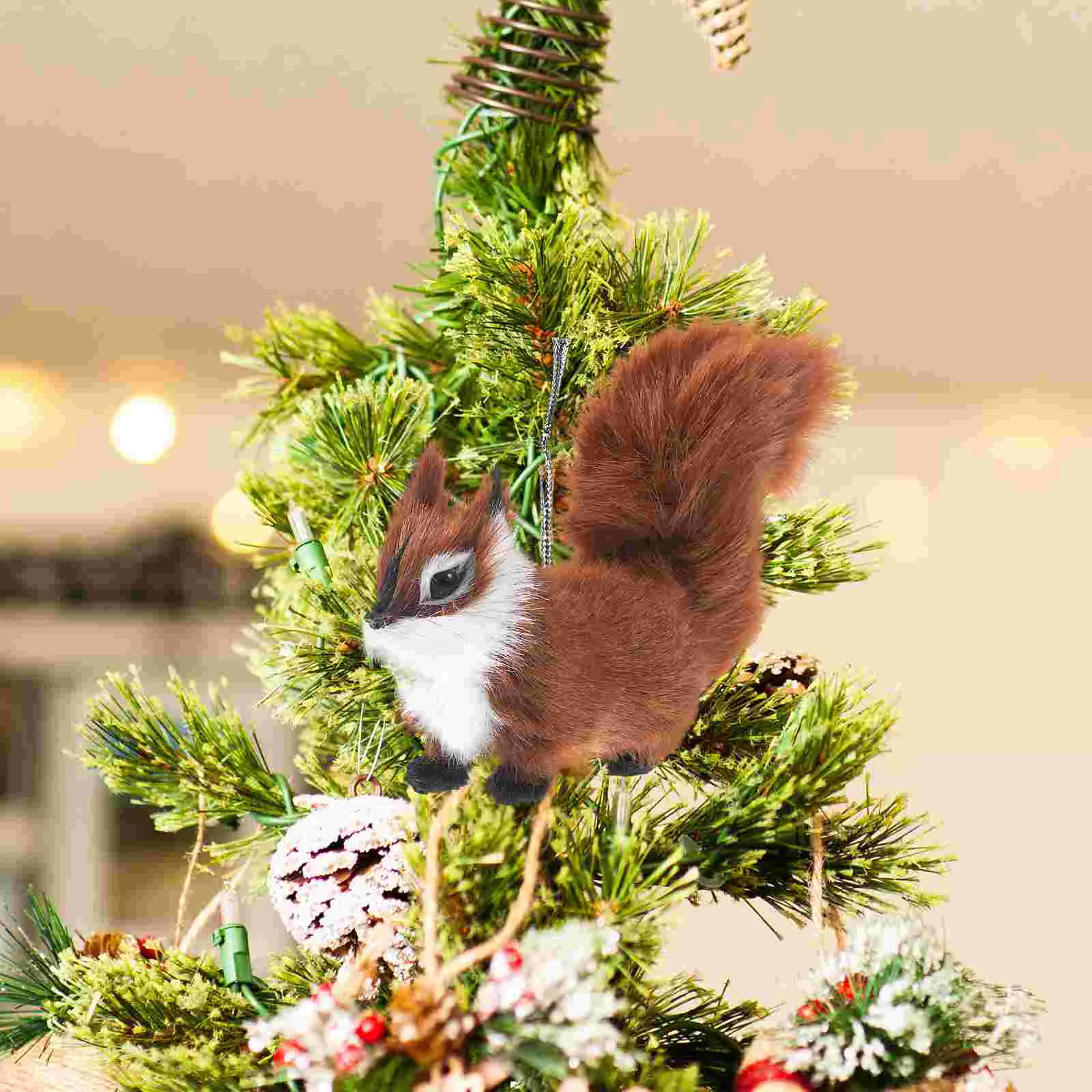 

Small Furry Squirrel Ornament Statue Mini Figurine Christmas Tree Squirrels Decorations