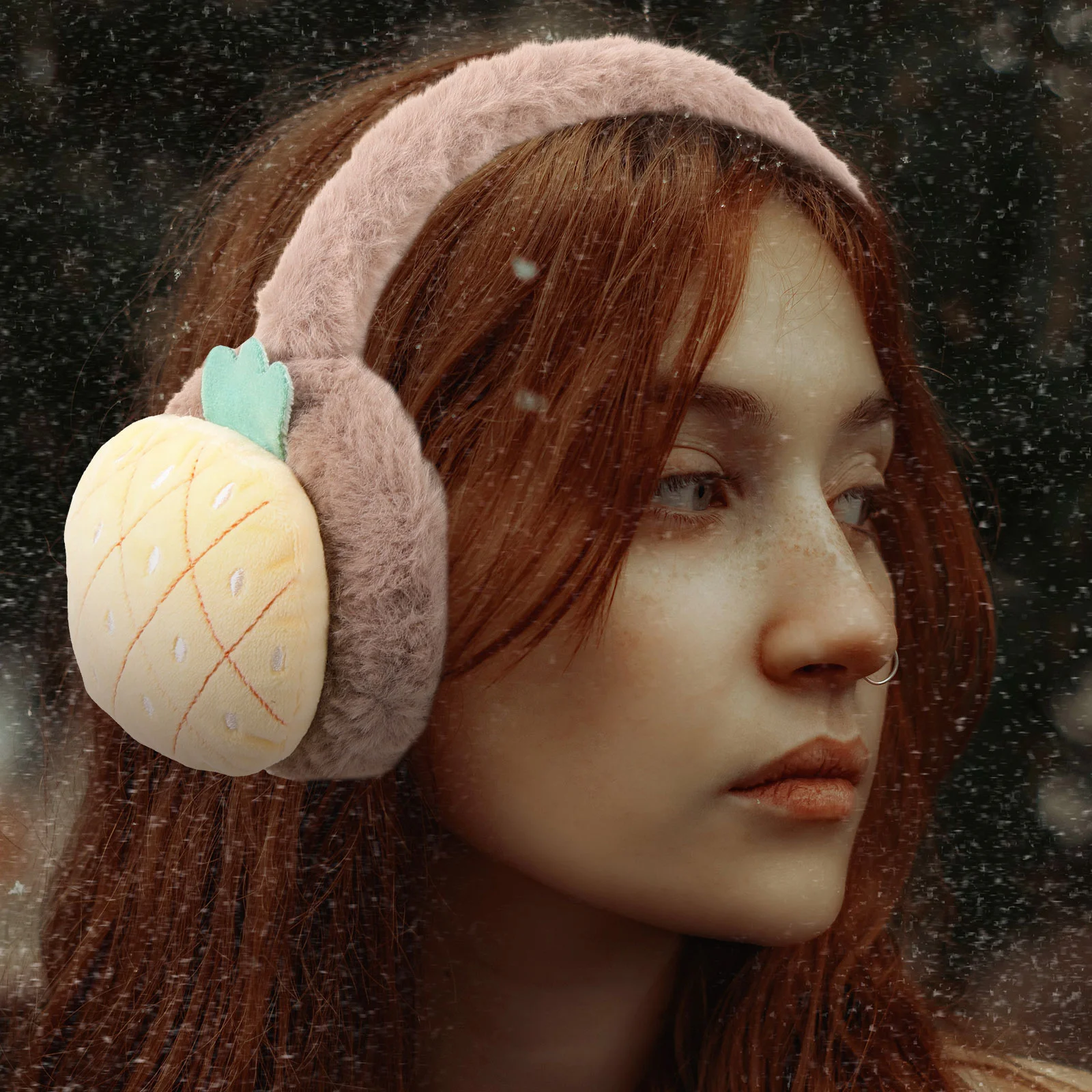 Клубничные наушники-вкладыши зимние наушники пушистые уши Мисс Хэллоуин детские