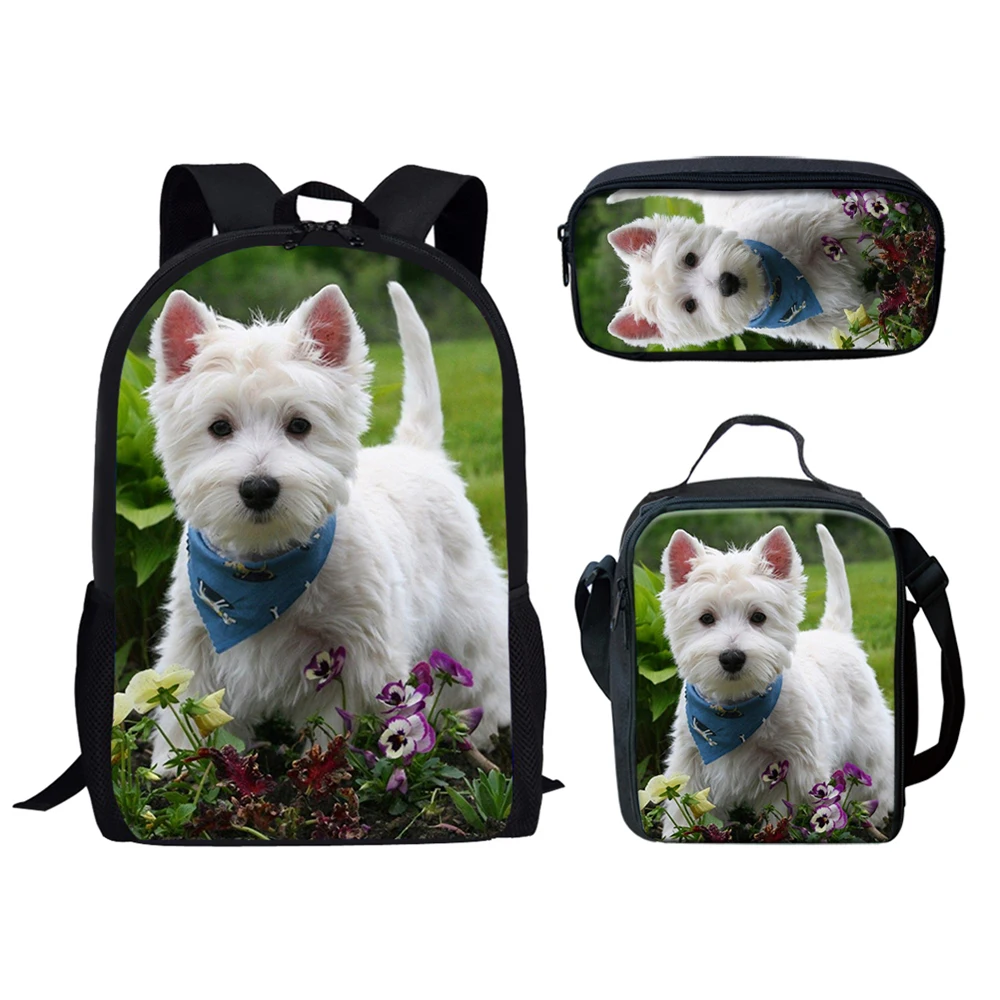 Детский рюкзак West Highland White Terrier с 3D принтом, набор школьных сумок с принтом для девочек-подростков, школьные сумки
