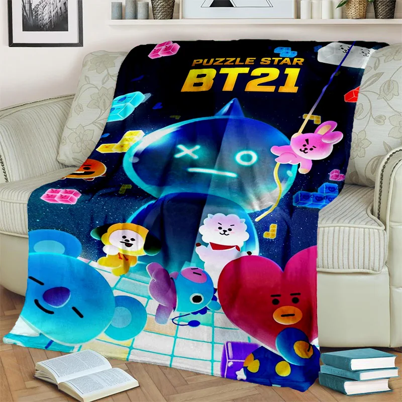 

HD K-POP B-BT21 мультяшное 3D одеяло Bangtan, мягкое покрывало для дома, спальни, кровати, дивана, пикника, путешествия, офиса, покрывало для детей
