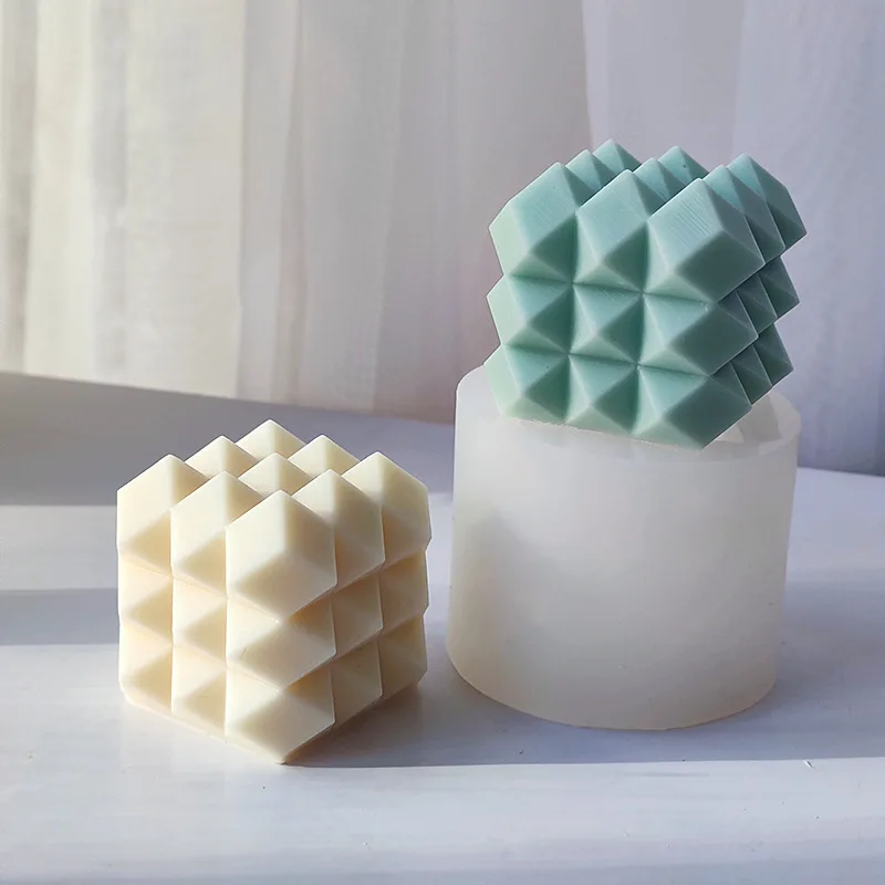 

Cube Diamond Section Candle Mold DIY Craft Aromatherapy Candle Mould Home Decoration Ornament Making Silicone Molds