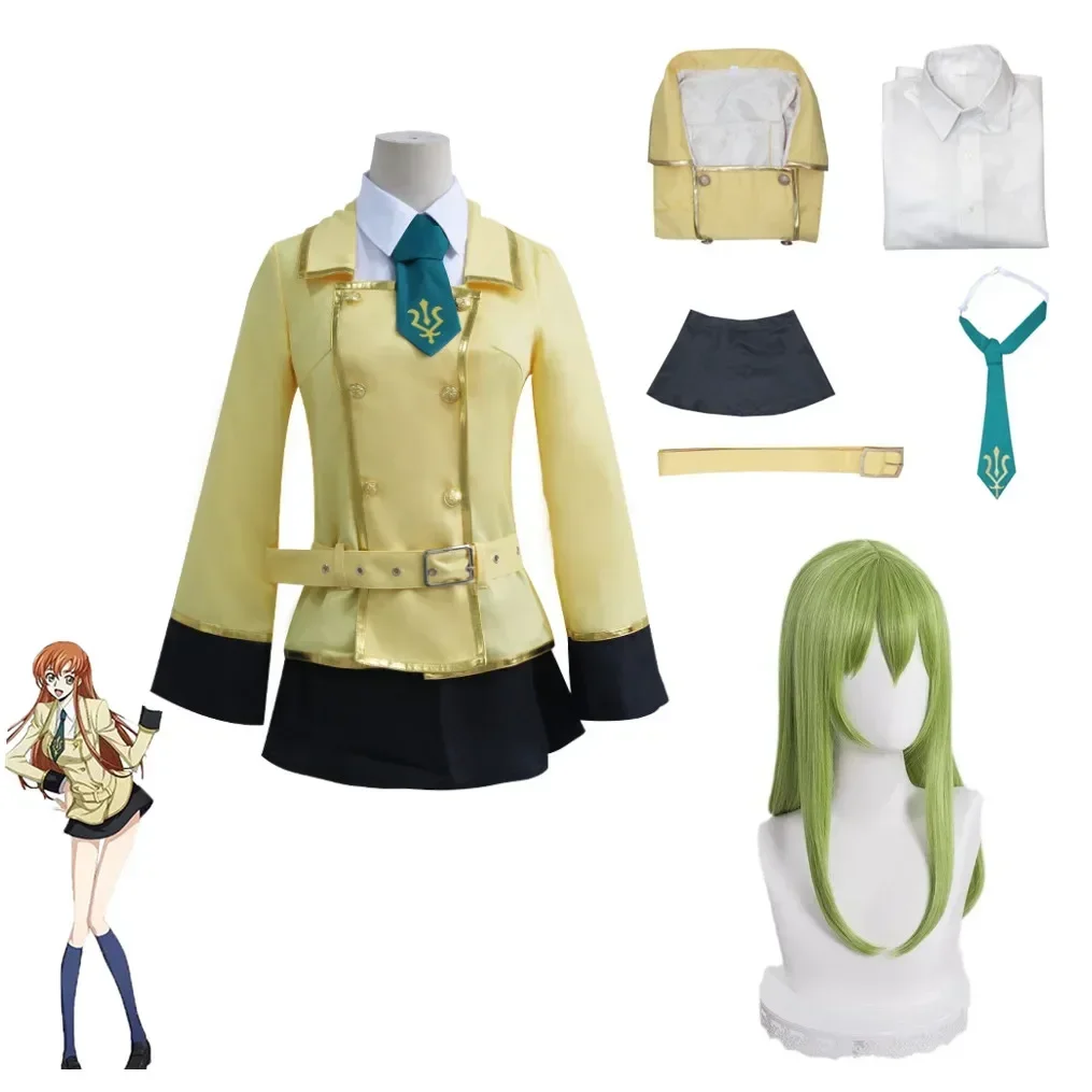 Аниме Code Geass C.C. Косплей Kostium Pruik C2 GeassLelouch Van De Rebellie Kousen Strik Uniform Halloween Meisjes Vrouwen