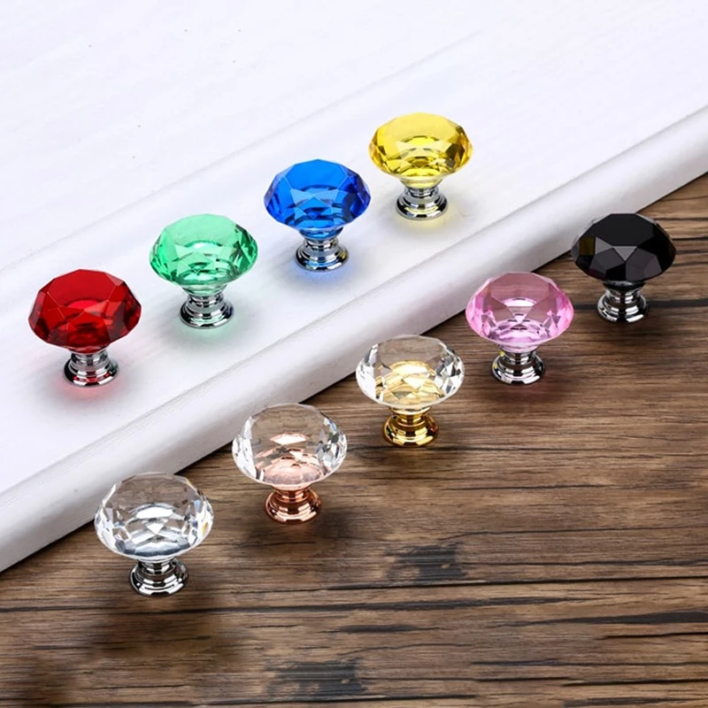 

1pcs 30mm Diamond Shape Design Crystal Glass Knobs Cupboard Drawer Pull Kitchen Cabinet Door Wardrobe Furniture Handles Hardware