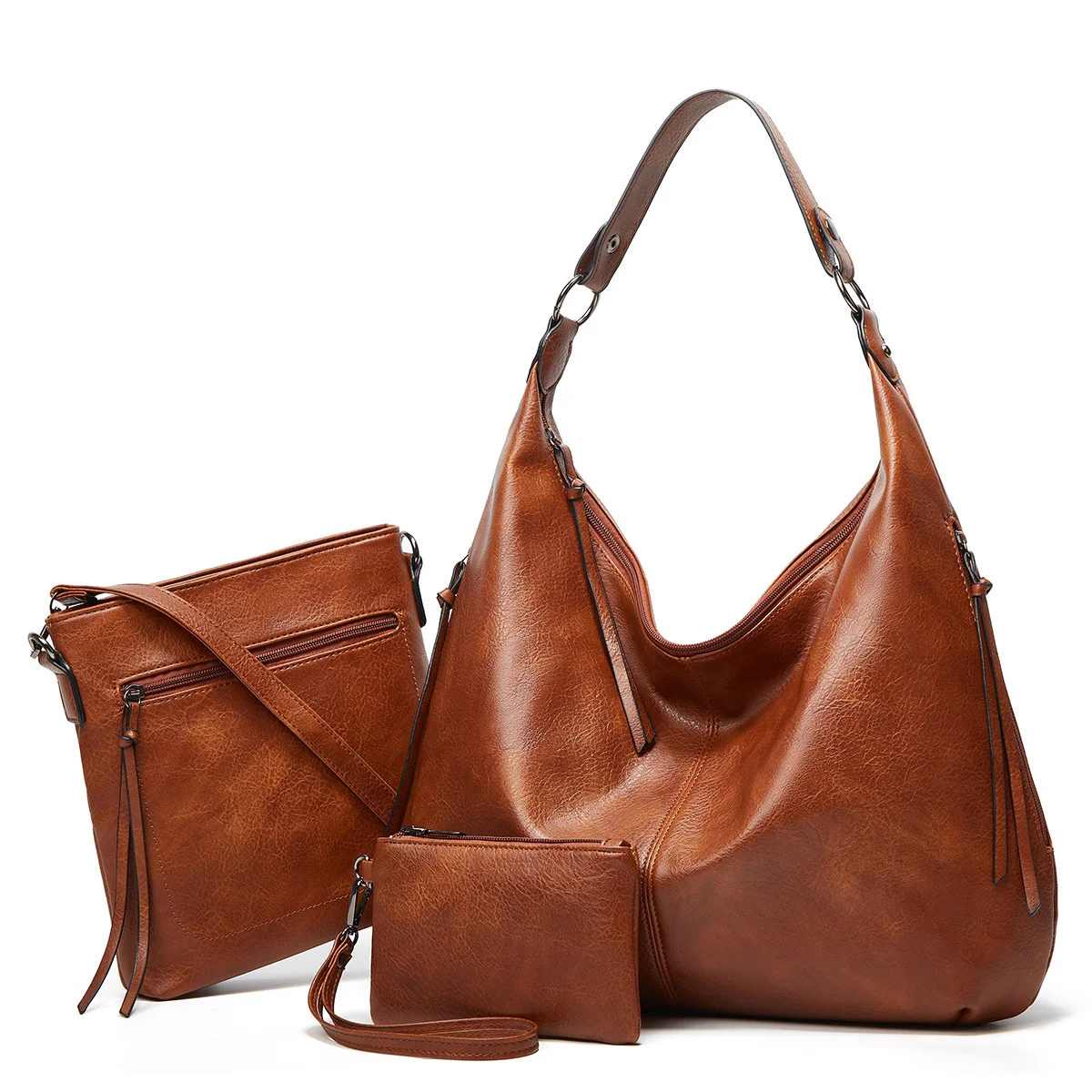 

2023 New Messenger Female Tote Bag Three Piece Set One Shoulder Crossbody Handbag Woman Soft Surface PU Women's Backpack Y2k